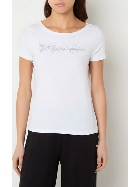 EA7 ARMANI T-SHIRT ΓΥΝΑΙΚΕΙΟ ΒΑΜΒΑΚΕΡΟ ΖΕΡΣΕΙ ΔΙΑΚΟΣΜΙΜΕΝΟ ΜΕ ΜΙΚΡΟΣΚΟΠΙΚΑ ΤΡΟΥΚΣ - ΛΕΥΚΟ - 7W000978AF10373