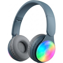 QC-580 Ασύρματα Over Ear Ακουστικά Bluetooth με RGB LED Φωτισμό - Μπλέ