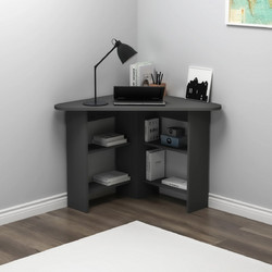 Stewehome Γωνιακό Γραφείο Υπολογιστή με Ράφια 80x80x73.8 cm Ανθρακίτης