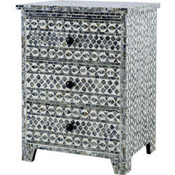 Artekko Ivory Συρταριέρα Κομοδίνο MDF Capiz Ασπρόμαυρο (45x35x61)cm
