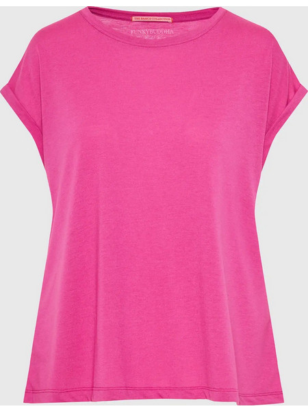 ΓΥΝΑΙΚΕΙΟ Τ-SHIRT ΜΕ ΣΤΡΟΓΓΥΛΗ ΛΑΙΜΟΚΟΨΗ FUNKY BUDDHA FBL013-114-04 FUCHSIA