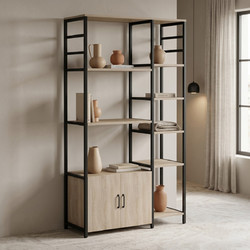 Pakoworld Ranea Βιβλιοθήκη Sonoma Μαύρο 85x32x150cm 230-000271