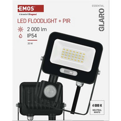 Emos Προβολέας LED με Αισθητήρα Κίνησης (20W, 2000lm) - ZS2324B