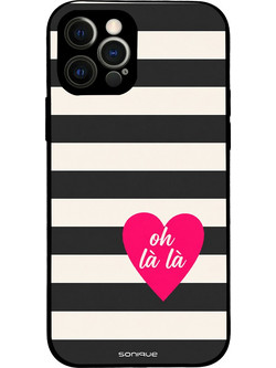 Sonique Stripe Stories Series Θήκη με Σχέδιο «Oh La La - Μαύρο» (iPhone 12 Pro)