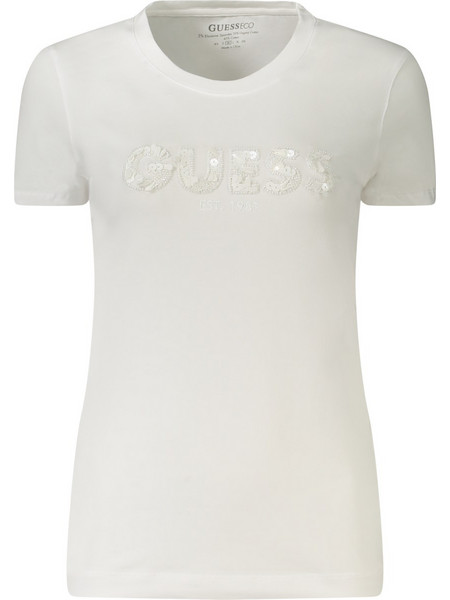 GUESS JEANS WOMEN'S SHORT-SLEEVE T-SHIRT WHITE Λευκό