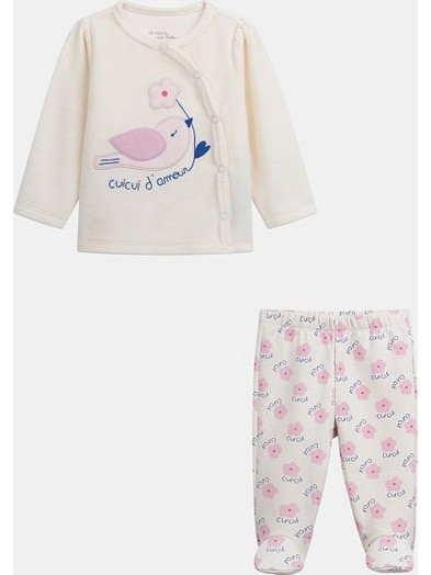 Βρεφική Πιτζάμα για Κορίτσια Cozy Birdie ΛΕΥΚΟ