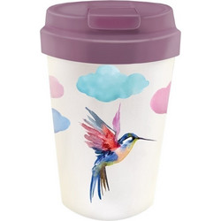 Chic Mic Ποτήρι Bamboo με Καπάκι Watercolor Bird 350ml