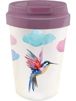 Chic Mic Ποτήρι Bamboo με Καπάκι Watercolor Bird 350ml