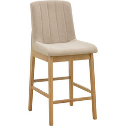 Σκαμπό μπαρ Dalby pakoworld sonoma rubberwood και μπεζ ύφασμα 50x45x102,5εκ
