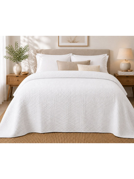 Κουβέρτα Πικέ Sanforized New Cotton Rich Μονή 170x250 White