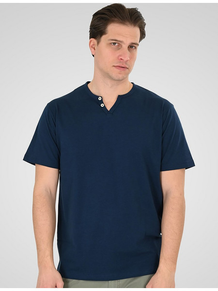 Henley T-Shirt V-Neck DOUBLE TS-9139 DK BLUE