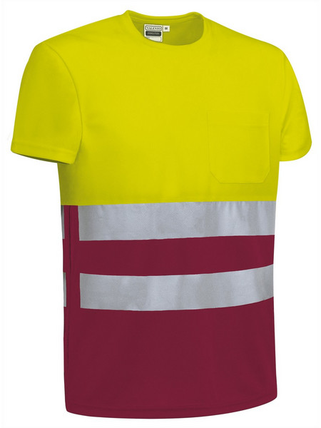 T-Shirt Υψηλής Ορατότητας DEMOLITION Valento Fluo Yellow-Mahogany Garnet
