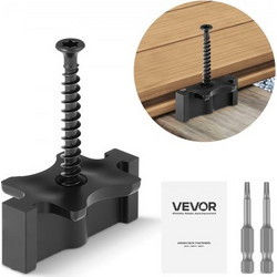 VEVOR 90PCS Hidden Deck Fasteners for Composite Decking Board, Universal Composite T Clips & Plastic Hidden Fasteners with Metal Vis, Polypropylene PP Clips Works with 6,5 mm Gaps, Black