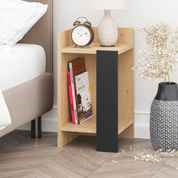 Κομοδίνο αριστερό χρώμα saphhire oak - silky black 30x31,7x55εκ
