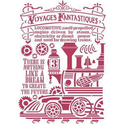 Stamperia Στένσιλ Voyages Fantastiques Stream Train 21x29.7cm
