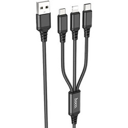 Καλώδιο Φόρτισης USB σε Type-C/Lightning/Micro USB 1m Hoco X76 Μαύρο