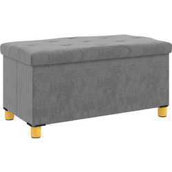 HOMCOM Πτυσσόμενο σκαμπό αποθήκευσης 67L, 76x38x38 cm, Γκρι 838-471V00GY