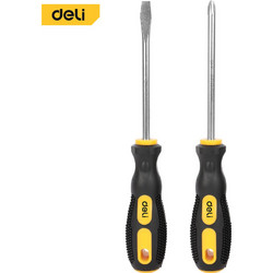 DELI SCREWDRIVER SET 2PCS SL5/PH1x100MM YELLOW