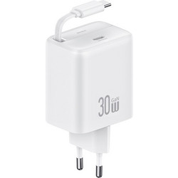Usams CC241 Φορτιστής με Καλώδιο USB-C με Θύρα USB-C 30W Power Delivery White