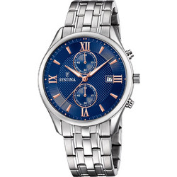 Festina Ανδρικό Ρολόι Χρονογράφος με Ασημί Μεταλλικό Μπρασελέ F6854/6