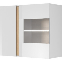 Κρεμαστή Βιτρίνα 36146-Arcw-wv Λευκό+λευκό High Gloss+grandson 96,5x82,5x40cm