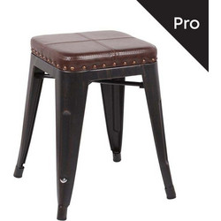RELIX Σκαμπό-Pro, Στοιβαζόμενο, Μέταλλο Βαφή Antique Black, Pu Σκούρο Καφέ Woodwell