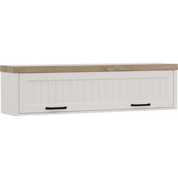 VERNE ΡΑΦΙ ΤΟΙΧΟΥ ΚΡΕΜΑΣΤΟ 137.9x30x35cm χρώμα Λευκό-Φυσικός Δρυς