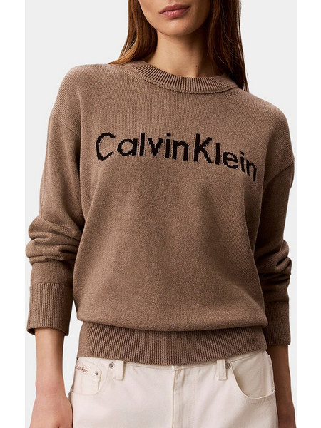 CALVIN KLEIN JEANS CONTRAST LOGO LS SWEATER LV044G313G-TS7 Brown