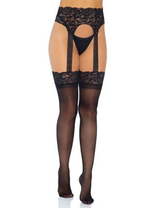 LEG AVENUE OPAQUE GARTERBELT STOCKING ONE SIZE
