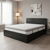 Pakoworld Olympus Utopia Διπλό Wenge με Αποθηκευτικό Χώρο & Στρώμα 160x200cm