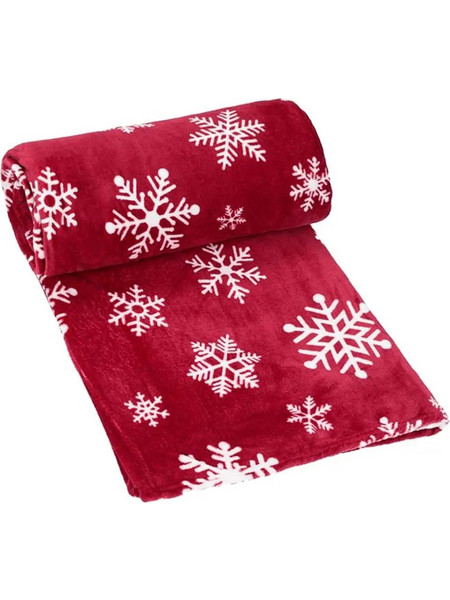 Xριστουγεννιάτικη κουβέρτα fleece, κόκκινη μονή 150x200εκ