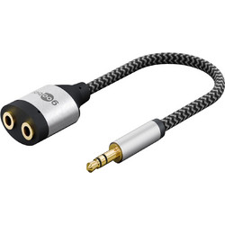GOOBAY αντάπτορας ήχου 3.5mm σε 2x 3.5mm 80586, μαύρος/γκρι