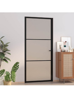 vidaXL Πόρτα Εσωτερική Γυάλινη Μαύρη 93x201.5cm 350554