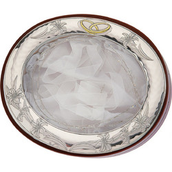 Prince Silvero Ασημένια Στεφανοθήκη Οβάλ σε Καφέ Ξύλο 24x29cm MA/ST25