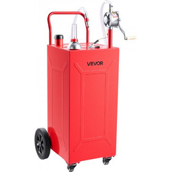 VEVOR 132,5L Fuel Gas Caddy, από ανθρακούχο χάλυβα, φορητή δεξαμενή αποθήκευσης μεταφοράς καυσίμου με χειροκίνητη αντλία και 4 τροχούς, δοχείο βενζίνης ντίζελ, για αυτοκίνητα, χλοοκοπτικά, ATV, σκάφη,