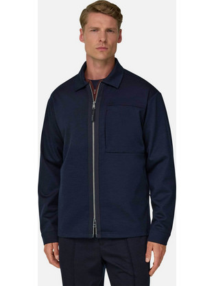 Boggi Milano Ανδρικό Πουκάμισο Μάλλινο Overshirt Μπλε Σκούρο BO26A116201