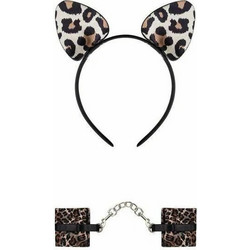 Obsessive Tigerlla Cuffs & Ears BDSM Set Leopard
