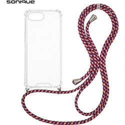 Sonique Armor Clear Back Cover με Κορδόνι Rainbow Burgundy (iPhone 16e / 17e)