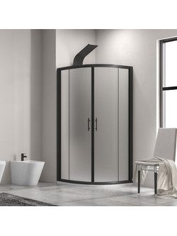 Karag Flora 200 Nero Μαύρη Καμπίνα Ντουζιέρας Μπάνιου Ημικυκλική με Συρόμενη Πόρτα 90Χ90Χ190cm Icy