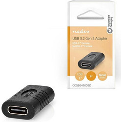 Αντάπτορας USB 3.2 Gen 2x1 Type-C θηλ. - Type-C θηλ. σε μαύρο χρώμα