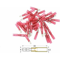 BIHR Female Heat-shrinkable Crimping Bullet Connector O0.5mm/1.5mm - 50pcs Transparent Red