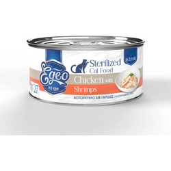 Egeo Pet Food Sterilised Adult with Chicken & Shrimps in Broth 70gr