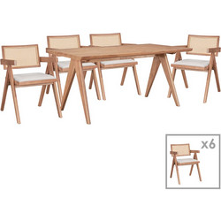 Τραπεζαρία Winslow Ι pakoworld σετ 7τεμ ξύλο rubberwood ανοιχτό καρυδί 160x85x75εκ