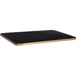 ΕΠΙΦΑΝΕΙΑ ΤΡΑΠΕΖΙΟΥ SINTERED STONE HM6656.13 BLACK MARBLE-ΠΛΑΙΣΙΟ ALU ΧΡΥΣΟ 120x80εκ