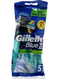 Gillette Blue II Plus Slalom Ξυραφάκι μιας Χρήσης με 2 Λεπίδες & Λιπαντική Ταινία 5τμχ