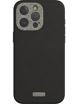 Moshi Napa Leather Back Cover with MagSafe Midnight Black (iPhone 15 Pro Max)