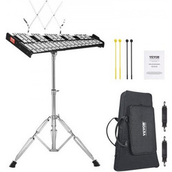VEVOR 32 Note Glockenspiel Xylophone Bell Kit, Professional Percussion Instrument Set with Mallets, Drum Sticks, Music Stand, Adjustable Stand and Carrying Bag for Students & Adults