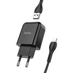 Hoco N2 Vigour Φορτιστής με Καλώδιο Lightning με Θύρα USB-A 10.5W Black