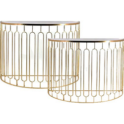 S/2 console half oval shape gold 74/80cm