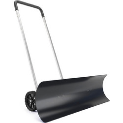 Schneeschieber gross 95 cm extra breit Aluminium Schneeschaufel mit Radern verstellbar & rutschfest Griff, angewinkelt